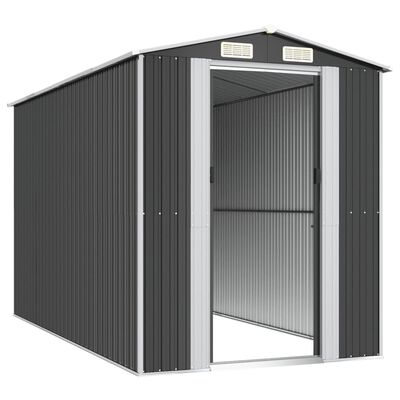 vidaXL Garden Shed Anthracite 75.6"x140.6"x87.8" Galvanized Steel