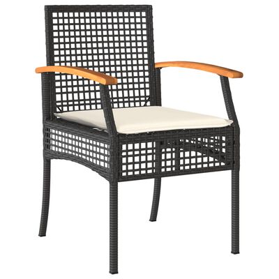 vidaXL 5 Piece Patio Dining Set with Cushions Black Poly Rattan