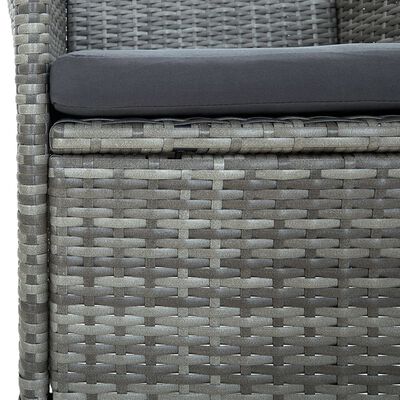 vidaXL 9 Piece Patio Dining Set with Cushions Poly Rattan Gray