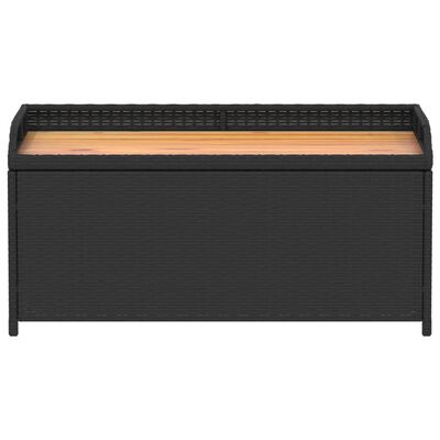 vidaXL Storage Bench Black 39.4"x19.7"x20.5" Poly Rattan and Acacia Wood