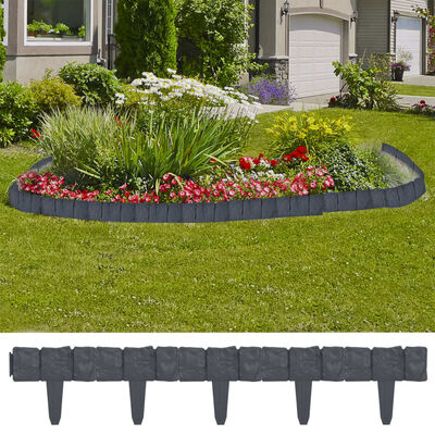 vidaXL Lawn Fence Stone Look 41 pcs Plastic 393.7"