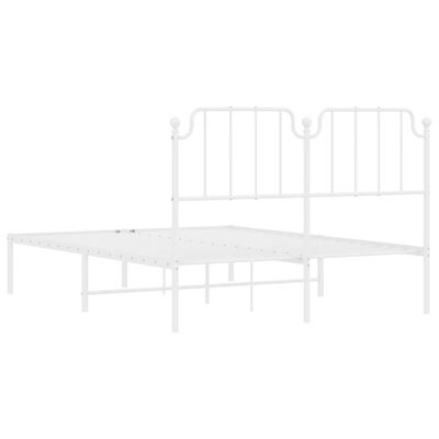 vidaXL Metal Bed Frame without Mattress with Headboard White 59.1"x78.7"