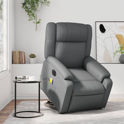 vidaXL Electric Stand up Massage Recliner Chair Gray Faux Leather