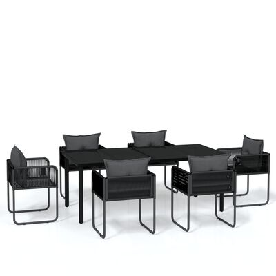 vidaXL 7 Piece Patio Dining Set Black