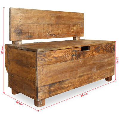 vidaXL Bench Solid Reclaimed Wood 33.9"x15.7"x23.6"