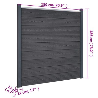 vidaXL Fence Panel Set Gray 70.9"x73.2" WPC