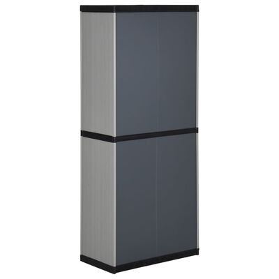 vidaXL Garden Storage Cabinet with 3 Shelves Gray&Black 26.8"x15.7"x66.1"