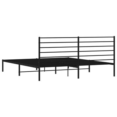 vidaXL Metal Bed Frame without Mattress with Headboard Black 72"x83.9"