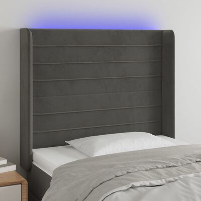 vidaXL LED Headboard Dark Gray 40.6"x6.3"x46.5"/50.4" Velvet