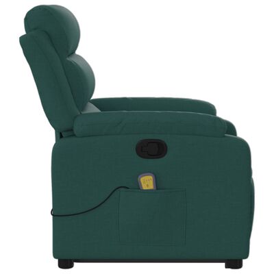 vidaXL Stand up Massage Recliner Chair Dark Green Fabric