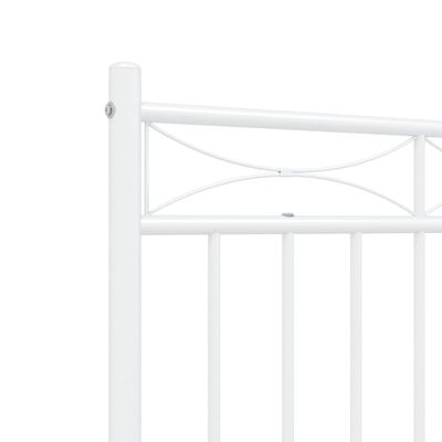 vidaXL Metal Bed Frame without Mattress with Headboard White 53.1"x74.8"