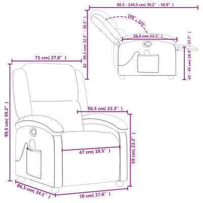 vidaXL Massage Recliner Chair Gray Real Leather