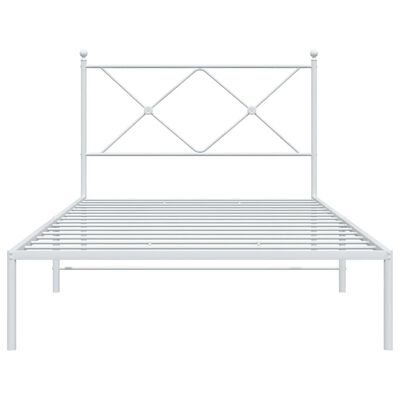 vidaXL Metal Bed Frame without Mattress with Headboard White 39.4"x78.7"