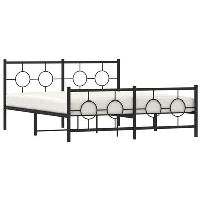 vidaXL Metal Bed Frame without Mattress with Footboard Black 59.1"x78.7"