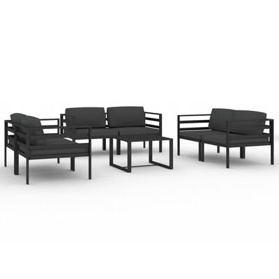 vidaXL 7 Piece Patio Lounge Set with Cushions Aluminum Anthracite