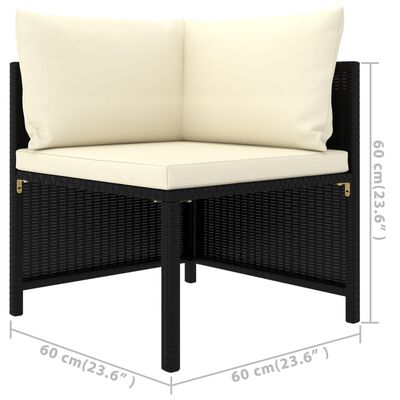 vidaXL 12 Piece Patio Lounge Set with Cushions Poly Rattan Black