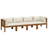 vidaXL 4-Seater Patio Sofa with Cream Cushion Solid Acacia Wood