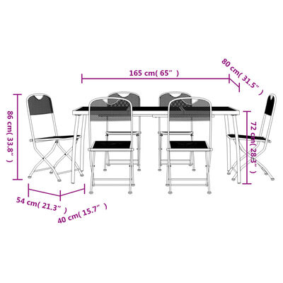 vidaXL 7 Piece Patio Dining Set Anthracite Metal Mesh