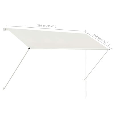 vidaXL Retractable Awning 98.4"x59.1" Cream