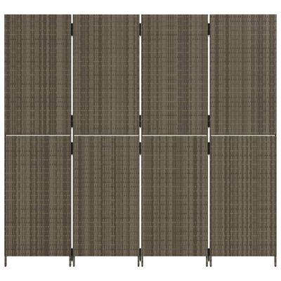 vidaXL Room Divider 4 Panels Gray Poly Rattan