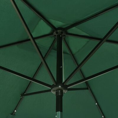 vidaXL Garden Parasol with LEDs and Steel Pole Green 6.6'x9.8'