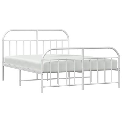 vidaXL Metal Bed Frame with Headboard and Footboard White 53.9"x74.8" Full