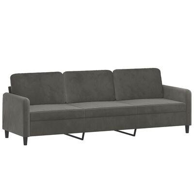 vidaXL 3-Seater Sofa with Pillows&Cushions Dark Gray 82.7" Velvet