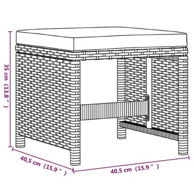 vidaXL 19 Piece Patio Dining Set with Cushions Poly Rattan Black