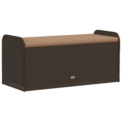 vidaXL Storage Bench with Cushion Brown 45.3"x20.1"x20.5" Poly Rattan