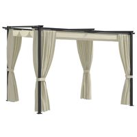 vidaXL Gazebo with Curtains 9.8'x9.8' Cream Steel