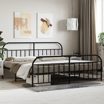 vidaXL Metal Bed Frame without Mattress with Footboard Black 76"x79.9"