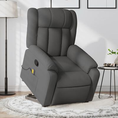 vidaXL Stand up Massage Recliner Chair Dark Gray Fabric