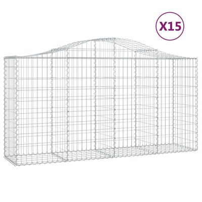 vidaXL Arched Gabion Baskets 15 pcs 78.7"x19.7"x39.4"/47.2" Galvanized Iron