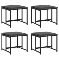 vidaXL Patio Stools with Cushions 4 pcs Black Steel and Textilene