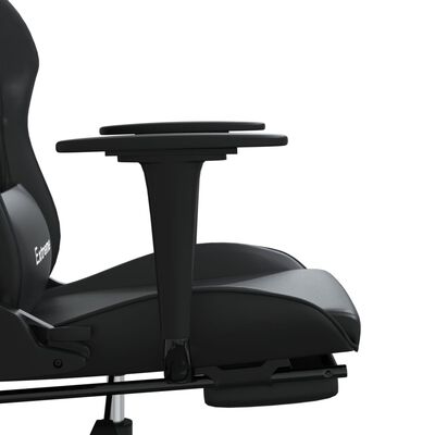 vidaXL Gaming Chair with Footrest Black Faux Leather