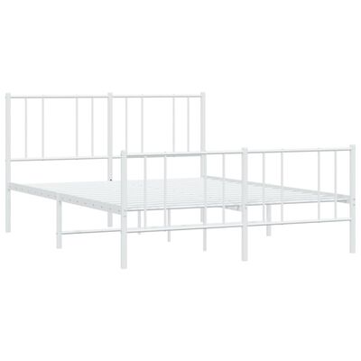 vidaXL Metal Bed Frame with Headboard and Footboard White 59.8"x78.7"