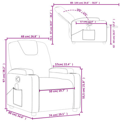 vidaXL Massage Recliner Chair Light Gray Fabric