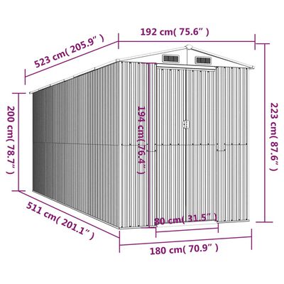 vidaXL Garden Shed Light Brown 75.6"x205.9"x87.8" Galvanized Steel