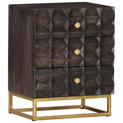 vidaXL Bed Cabinet Black 15.7"x11.8"x19.7" Solid Mango Wood