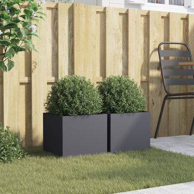 vidaXL Planters 2 pcs Anthracite 12.6"x11.8"x11.4" Cold-rolled Steel