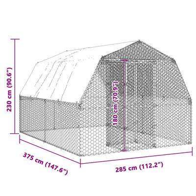 vidaXL Bird Cage with Roof and Door Silver Galvanized Steel