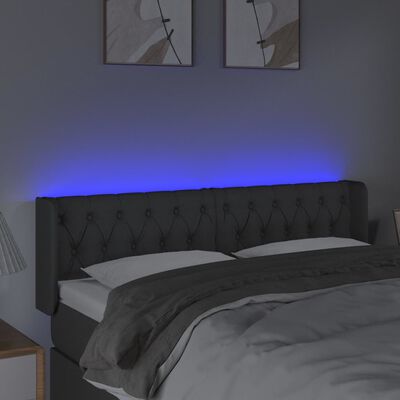 vidaXL LED Headboard Dark Gray 57.9"x6.3"x30.7"/34.6" Fabric