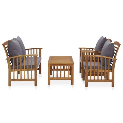 vidaXL 4 Piece Patio Lounge Set with Cushions Solid Acacia Wood