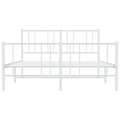 vidaXL Metal Bed Frame with Headboard and Footboard White 59.8"x78.7"