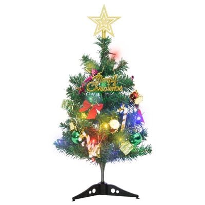 vidaXL Mini Artificial Pre-lit Christmas Tree with 20 LEDs Green 17.7"