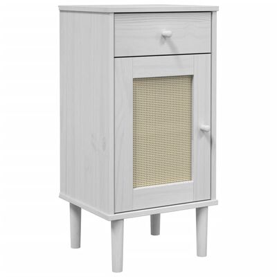 vidaXL Bedside Cabinet SENJA Rattan Look White 15.7"x13.8"x31.5" Solid Wood Pine