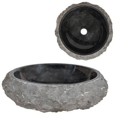 vidaXL Sink 15.7"x4.7" Marble Black