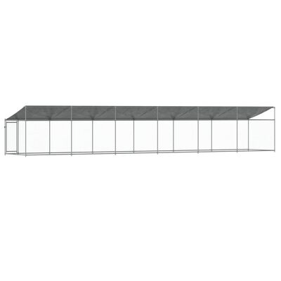 vidaXL Dog Cage with Roof and Door Gray 39.4'x6.6'x6.6' Galvanized Steel