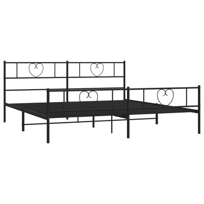 vidaXL Metal Bed Frame without Mattress with Footboard Black 76"x79.9"