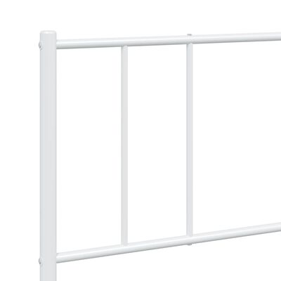 vidaXL Metal Bed Frame without Mattress with Headboard White 76"x79.9"